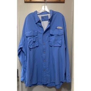 Bimini Bay Outfitters LTD Shirt Men's Long Sleeve Button Vented Fishing 2XL Blue